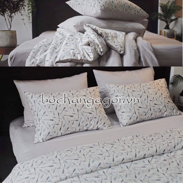 mẫu chăn lụa satin ga gối màu trắng